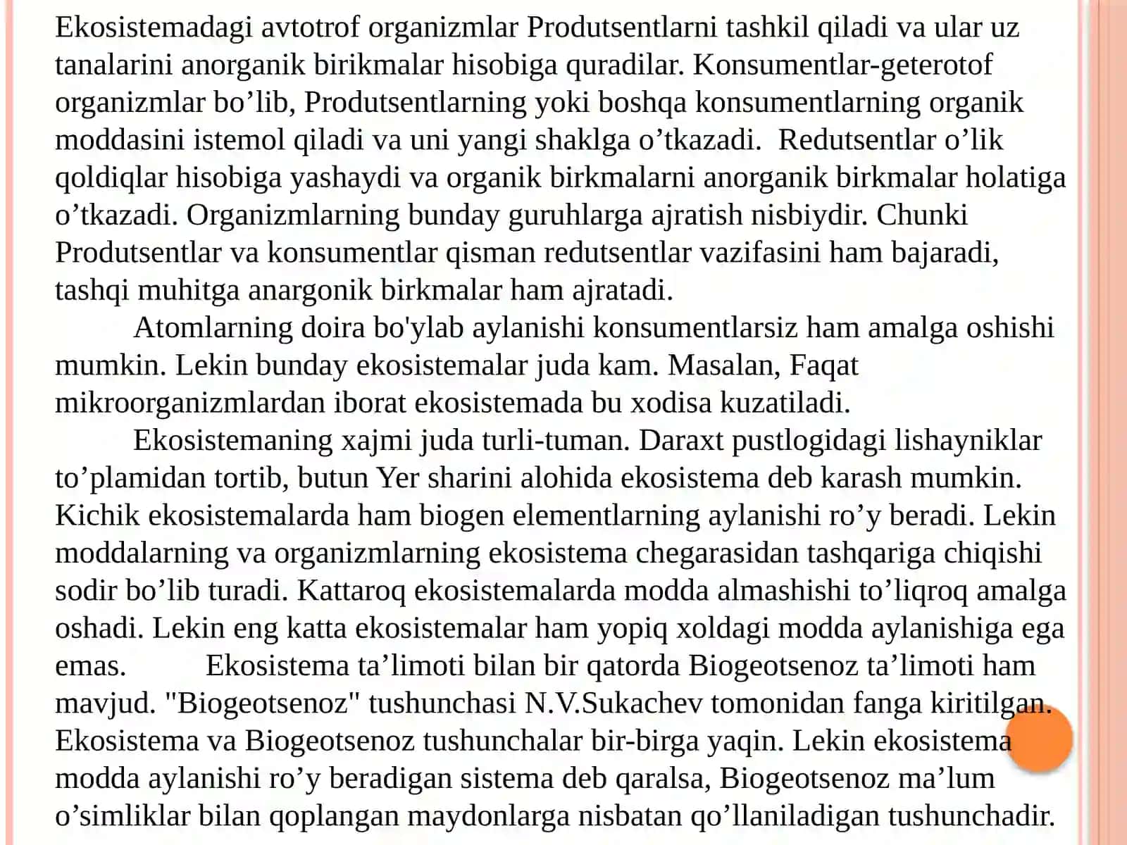 Ekotizm(Ekosistema)lar tushunchasi 4