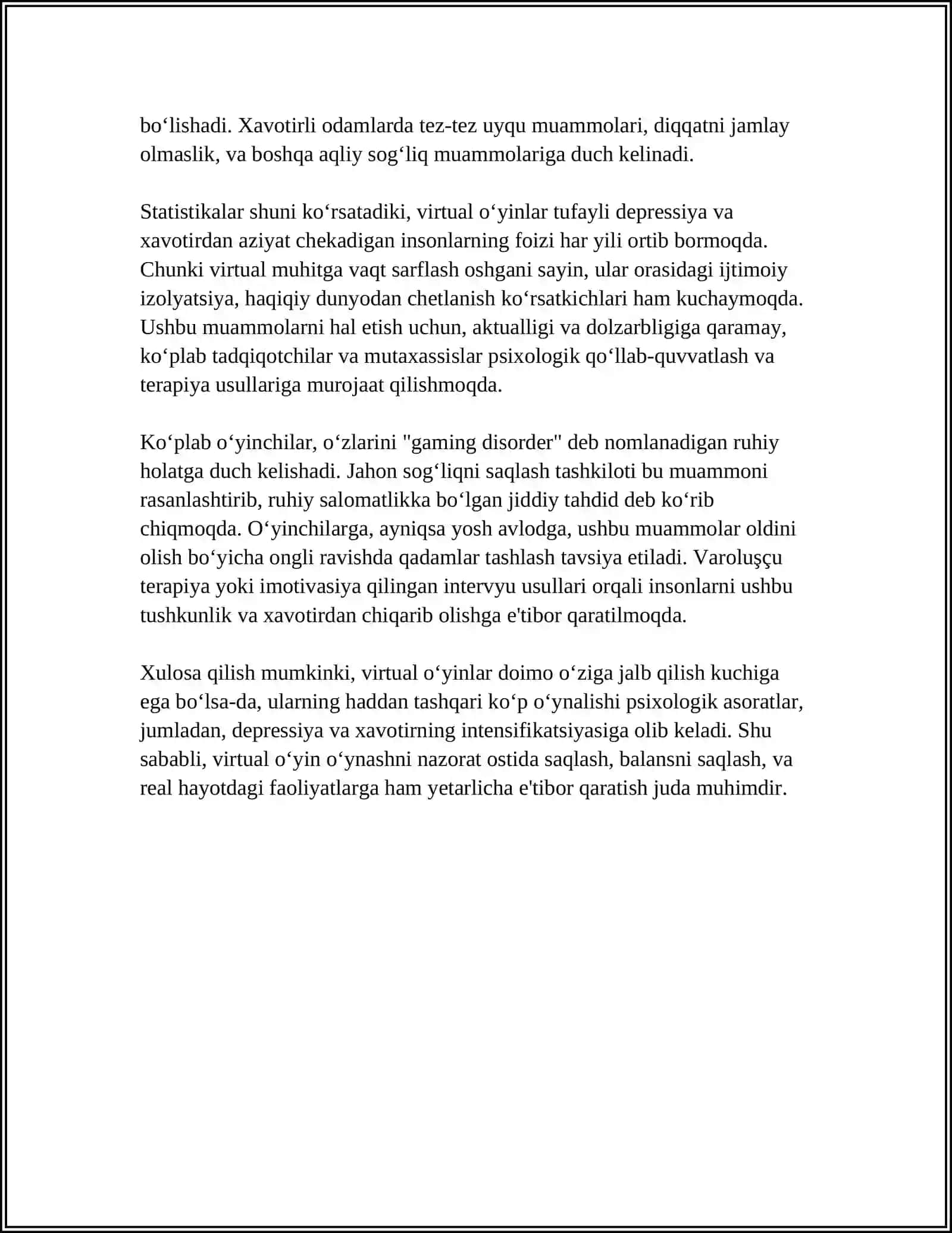 XAY UNI BOʻLGANINGDAN KEYIN VIRTUAL O'YINLARNING ASORATLARI 4