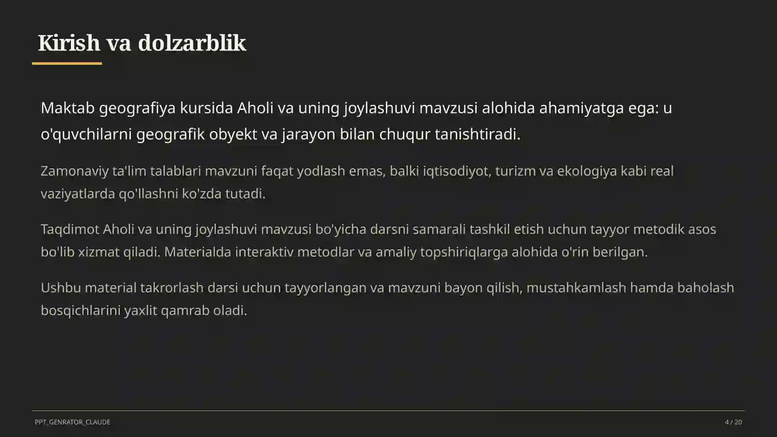 Aholi va uning joylashuvi (6-sinf) 4