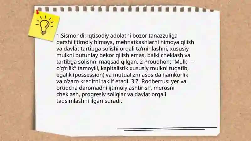 Sismondi, Prudon va Z. Rodbertus qarashlaridagi umumiylik, xususiylik 4