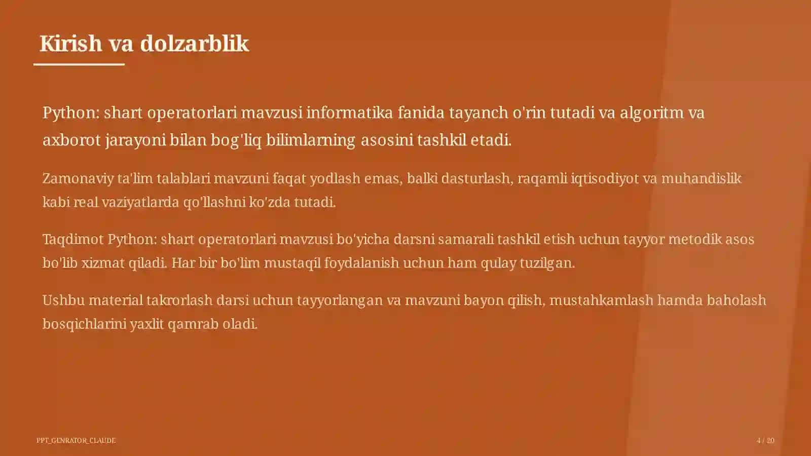 Python: shart operatorlari (8-sinf) 4