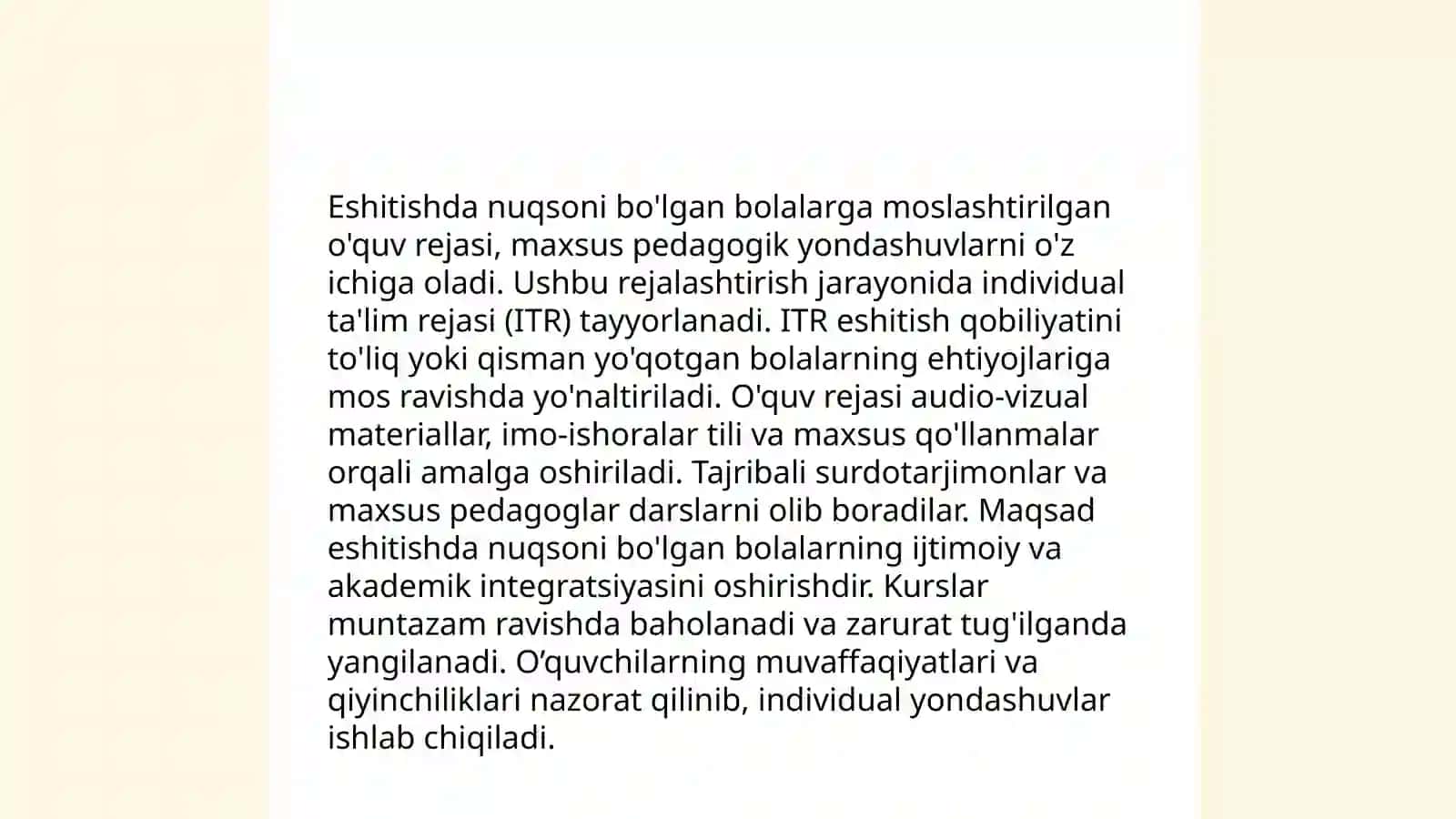 Eshitishda nuqsoni boʻlgan bolalar taʼlim tizimi 4