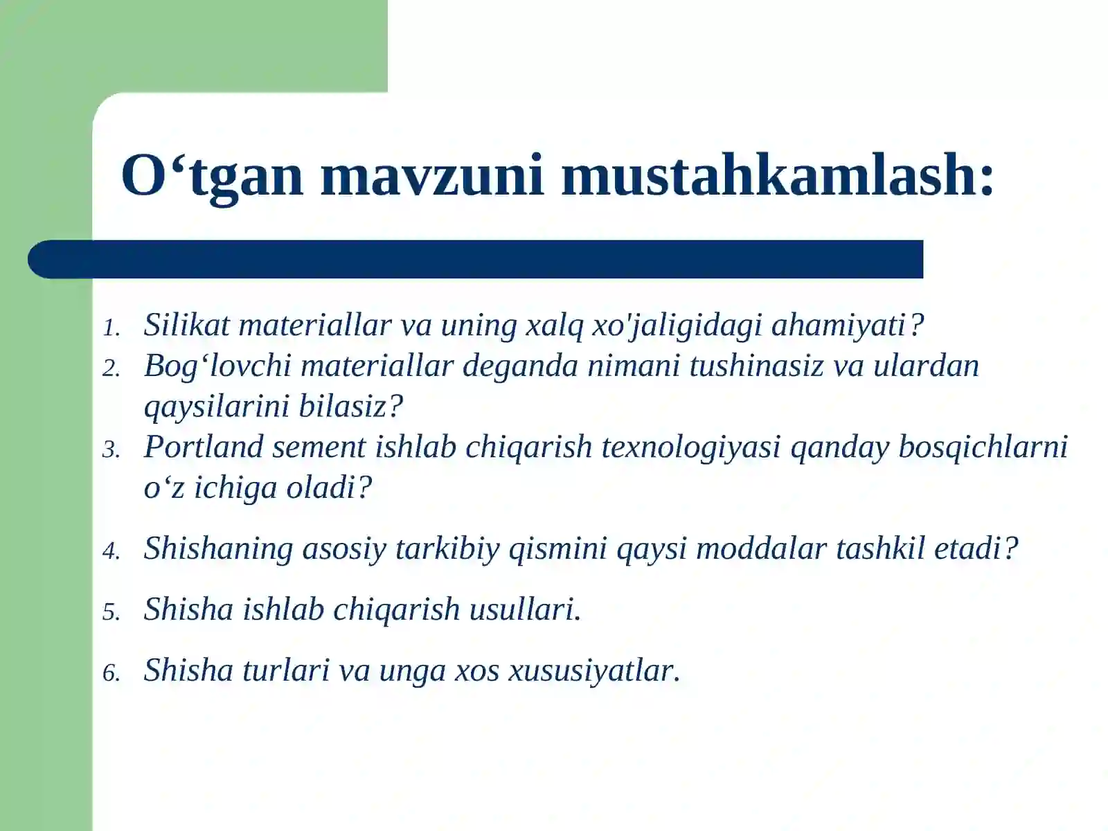 Metallarning umumiy xossalari va olinish usullari 4