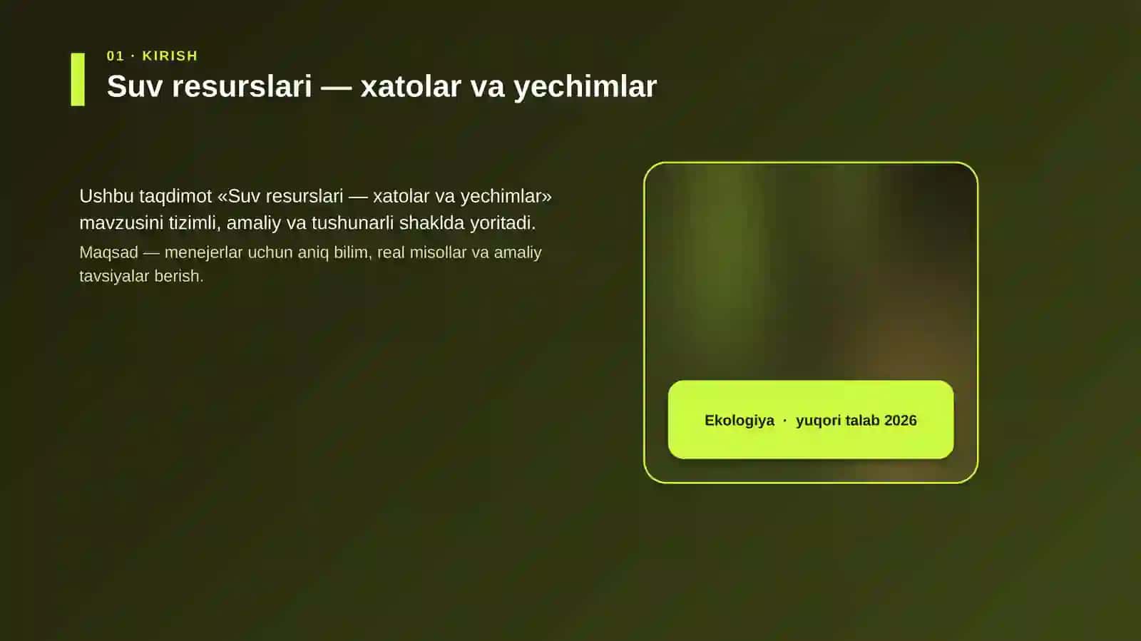 Suv resurslari — xatolar va yechimlar 4