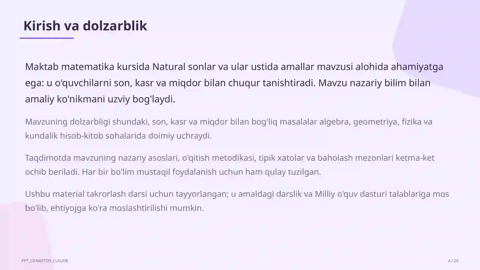 Natural sonlar va ular ustida amallar (5-sinf) 4