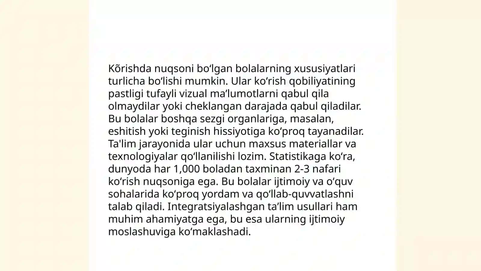 Kõrishda nuqsoni bõlgan bolalar maktabida tarbiyaning mohiyati, maqsadi, vazifalari 4