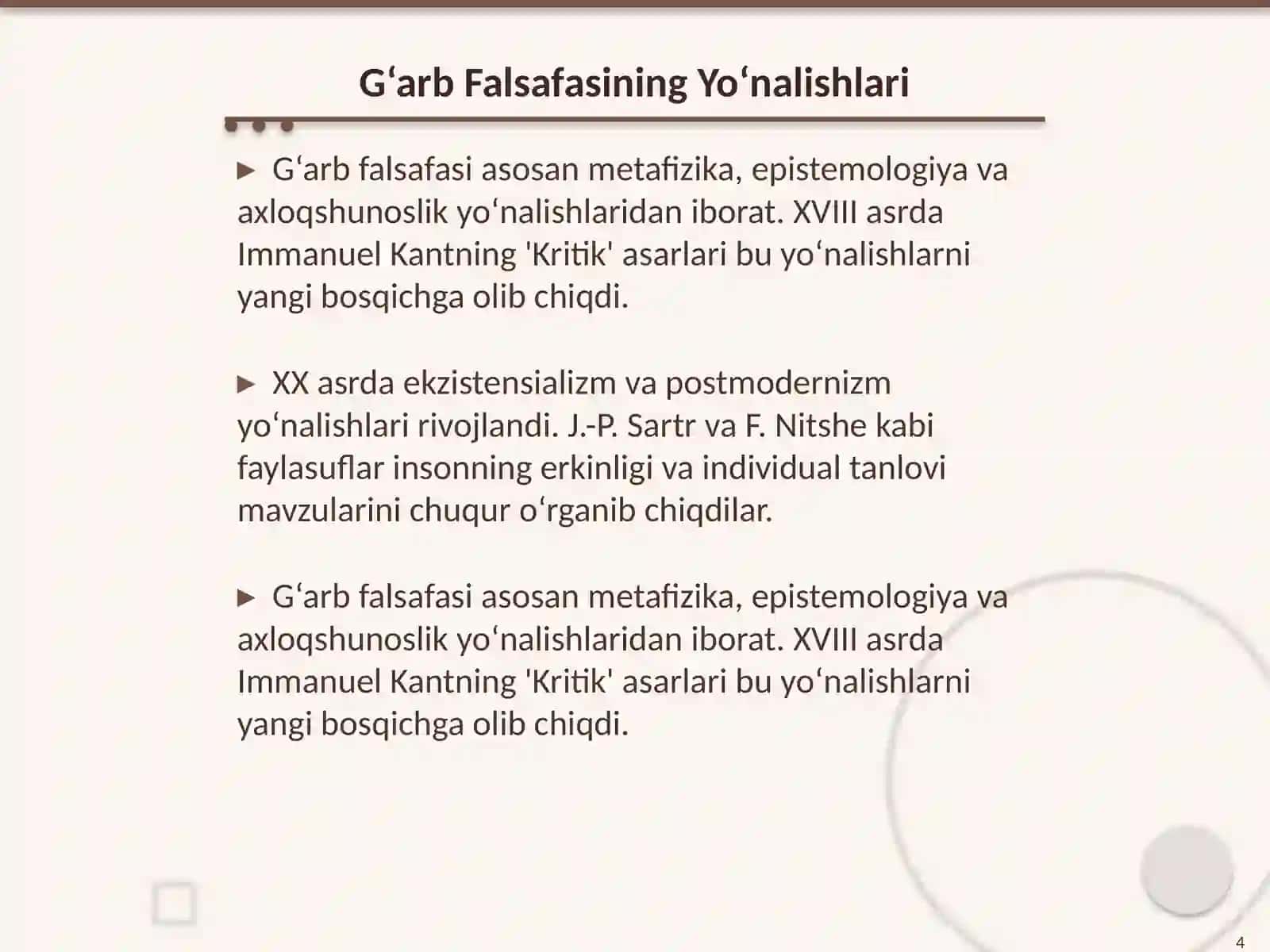 Falsafiy g‘oyalar,nazariyalarning asosiy yo‘nalishlari va vazifalari 4