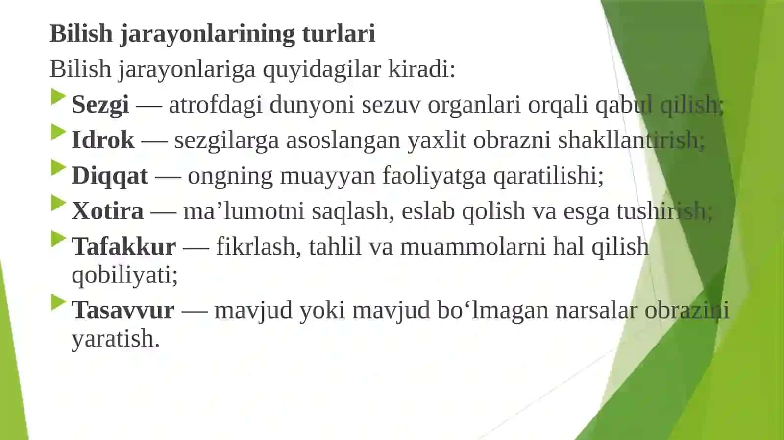 O‘quv ko‘nikmalarini shakllantirishda bilish jarayonlari 4