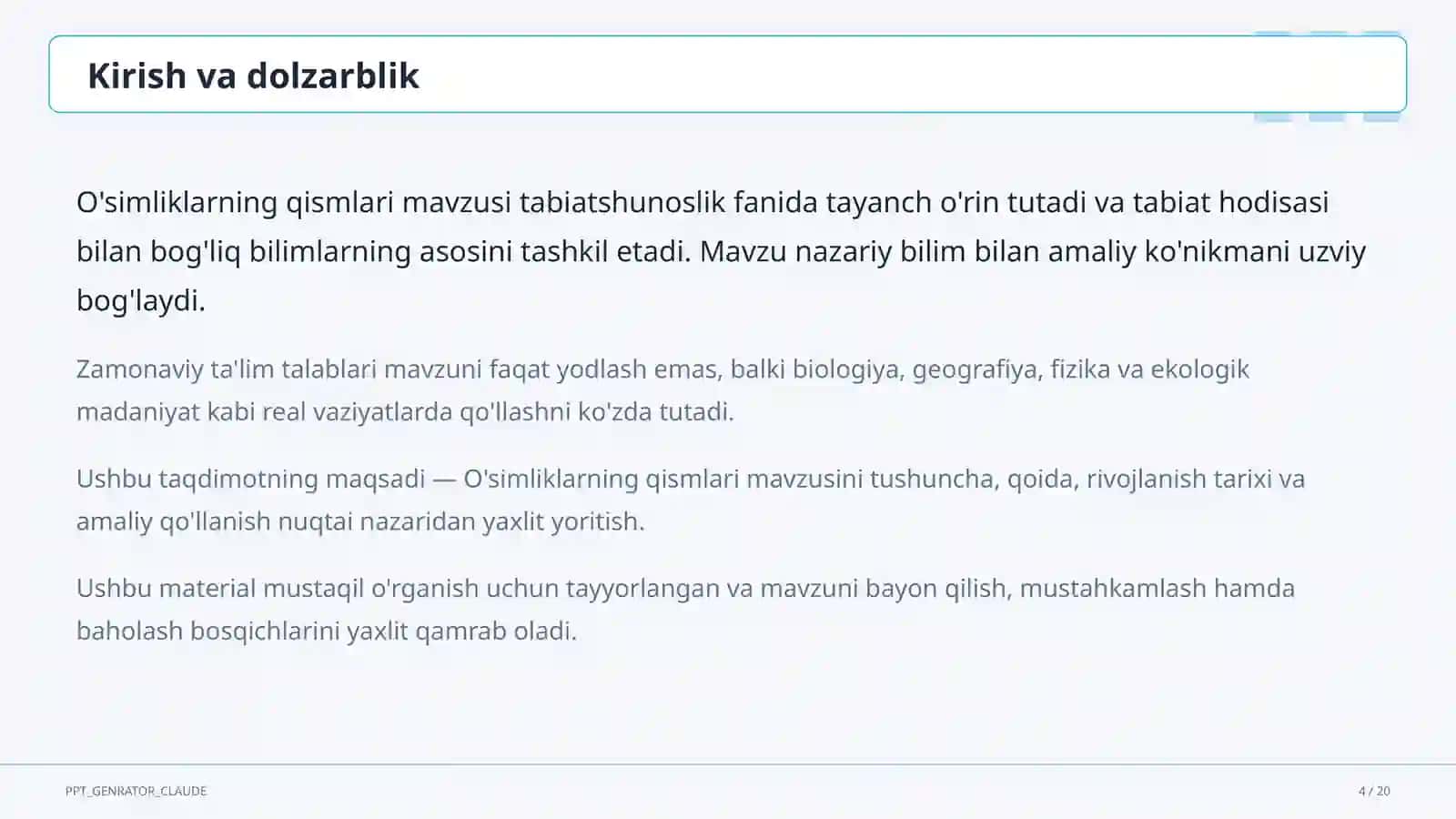 O'simliklarning qismlari (2-sinf) 4