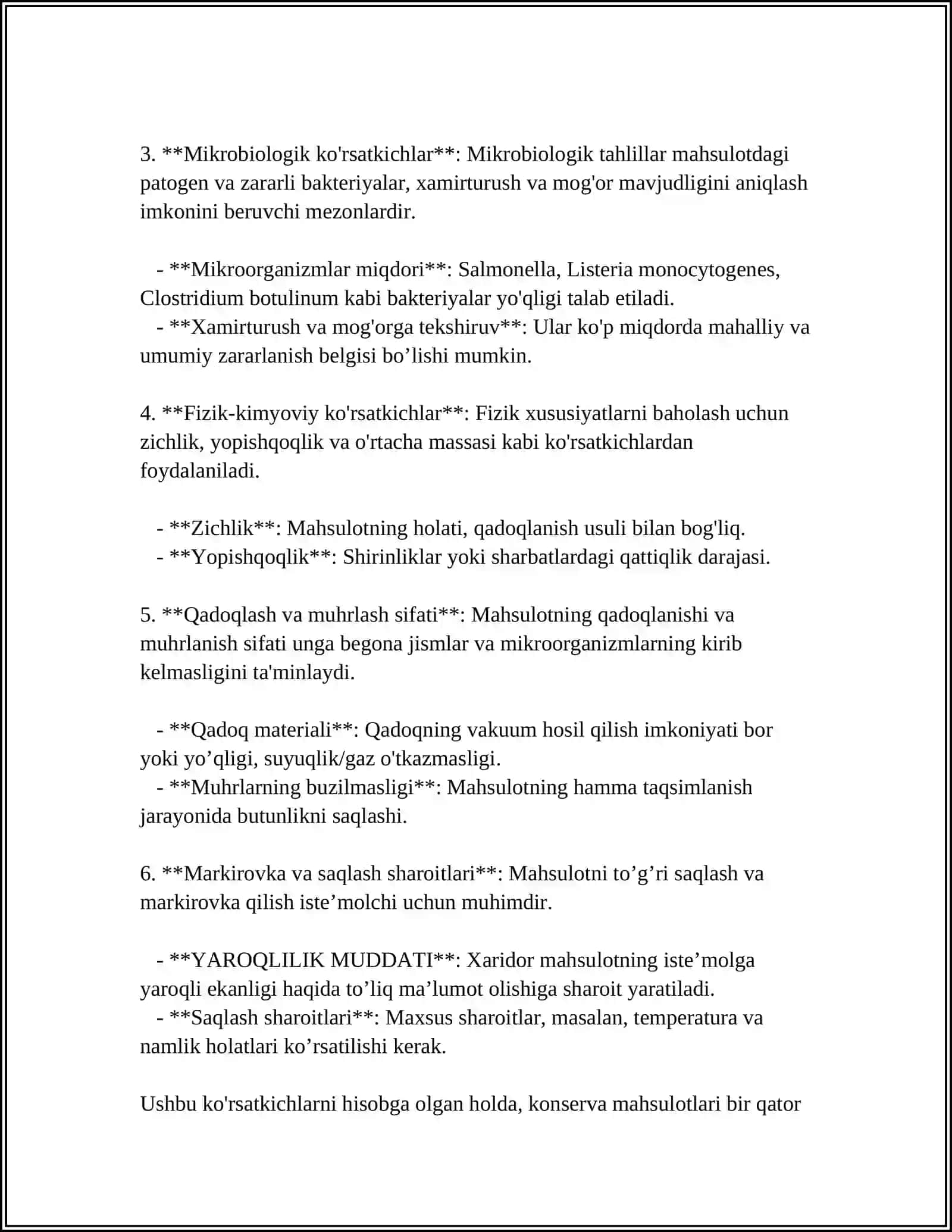 MUSTAQIL ISH Mavzu: KONSERVALANGAN VA TUZLANGN MEVALARGA QÓYILGAN TALABLARNI ÓRGANISH 4
