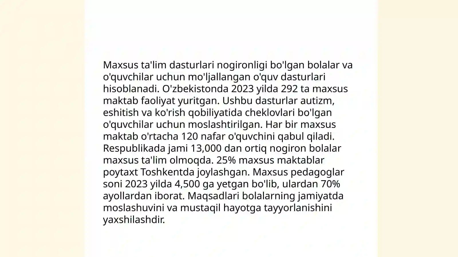 Aqliy va ruhiy rivojlanishida nuqsoni boʻlgan bolalar taʼlim tarbiyasi 4