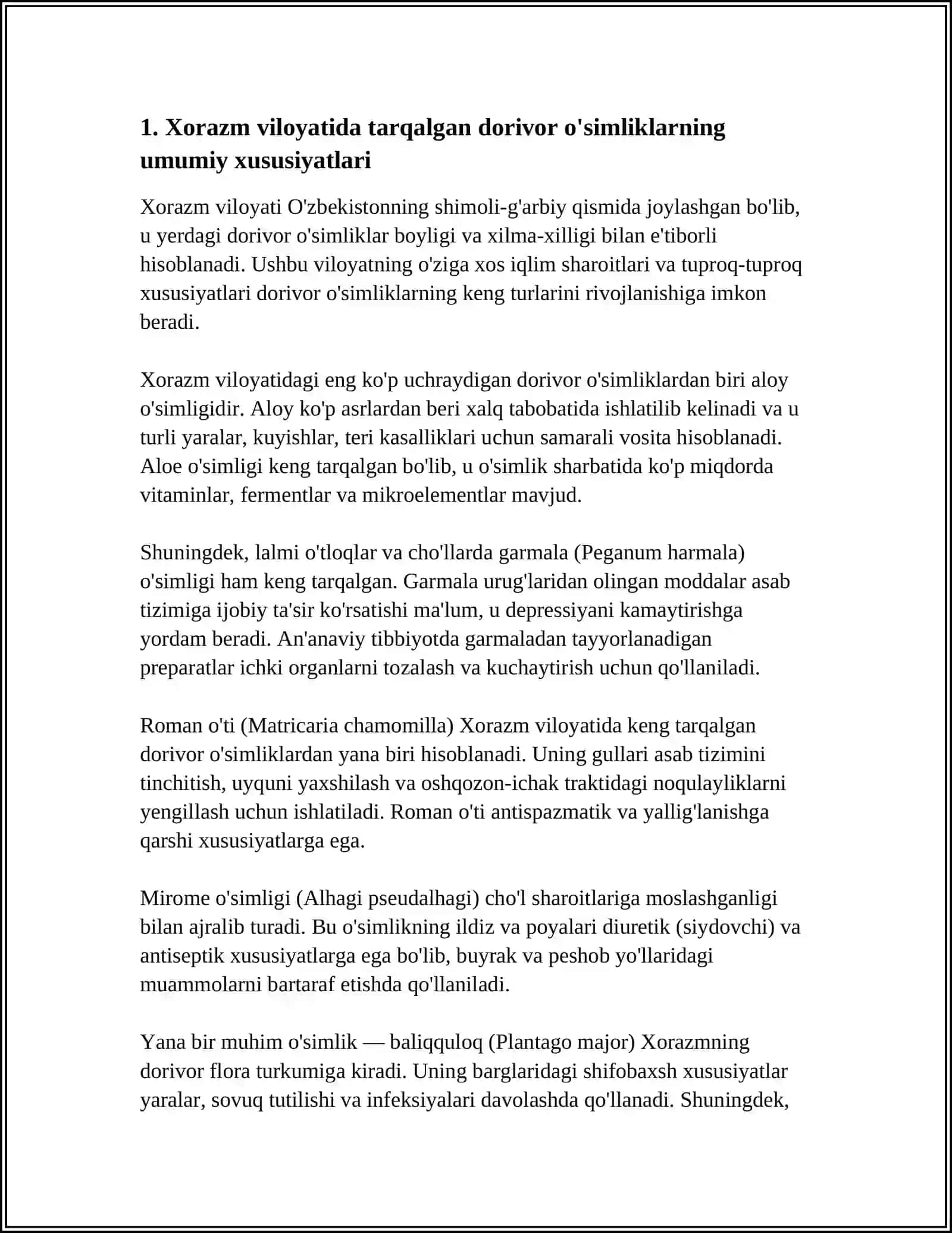 XORAZM VILOYATIDA TARQALGAN DORIVOR O’SIMLIKLAR 4
