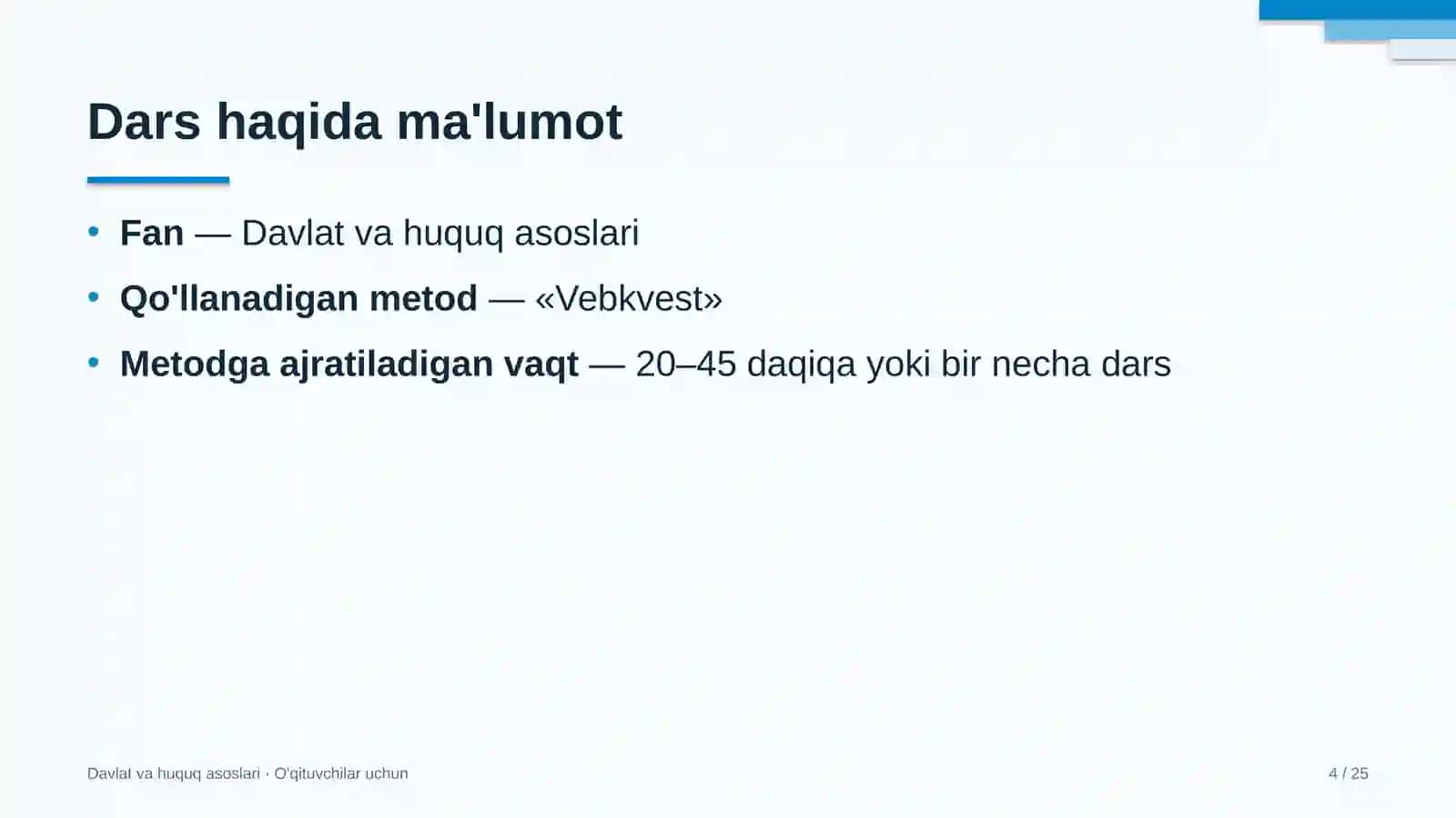 davlat va huquq asoslari darslarida vebkvest metodidan foydalanish 1417 4
