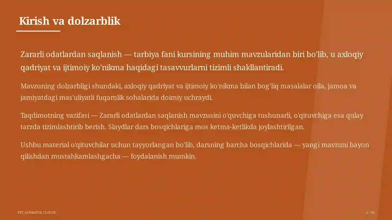 Zararli odatlardan saqlanish (7-sinf) 4