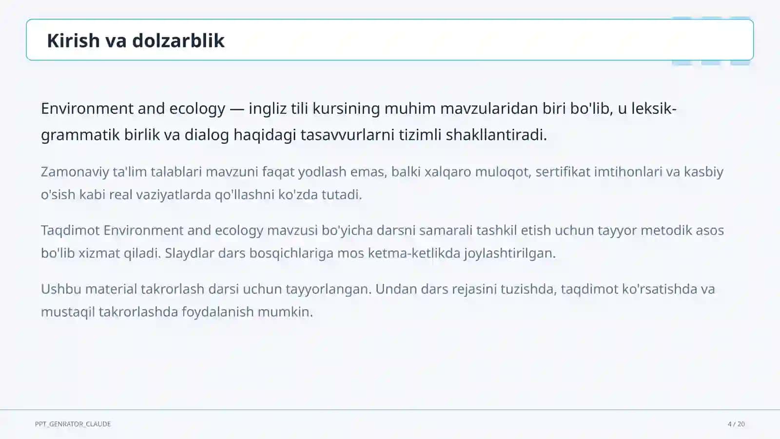 Environment and ecology (9-sinf) 4