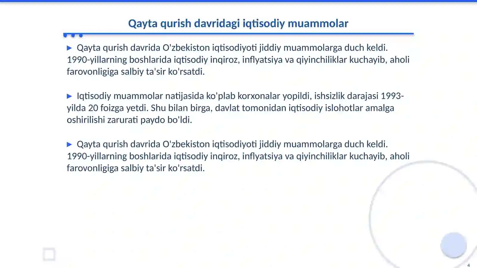 Ijtimoiy-siyosiy o'zgarishlar tarixi 4