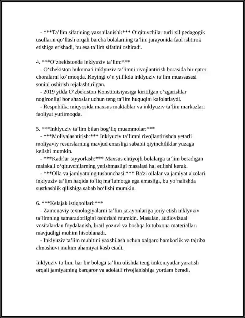 O'ZBEKISTONDA IMKONIYATI CHEKLANGAN BOLLAR UCHUN INKLYUZIV TA'LIM 4