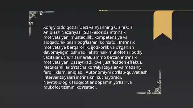 Xorij psixologiyasida motivva motivatsiya muammosi 4