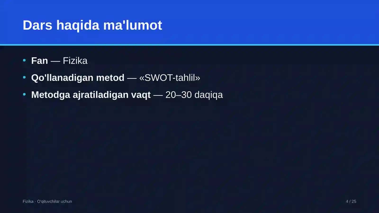 fizika darslarida swot tahlil metodidan foydalanish 9421 4