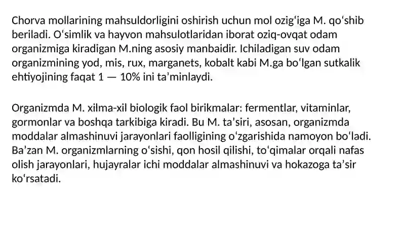 Mikroelementlar.Ftor, kalsiy miqdorining oshib ketishi 4