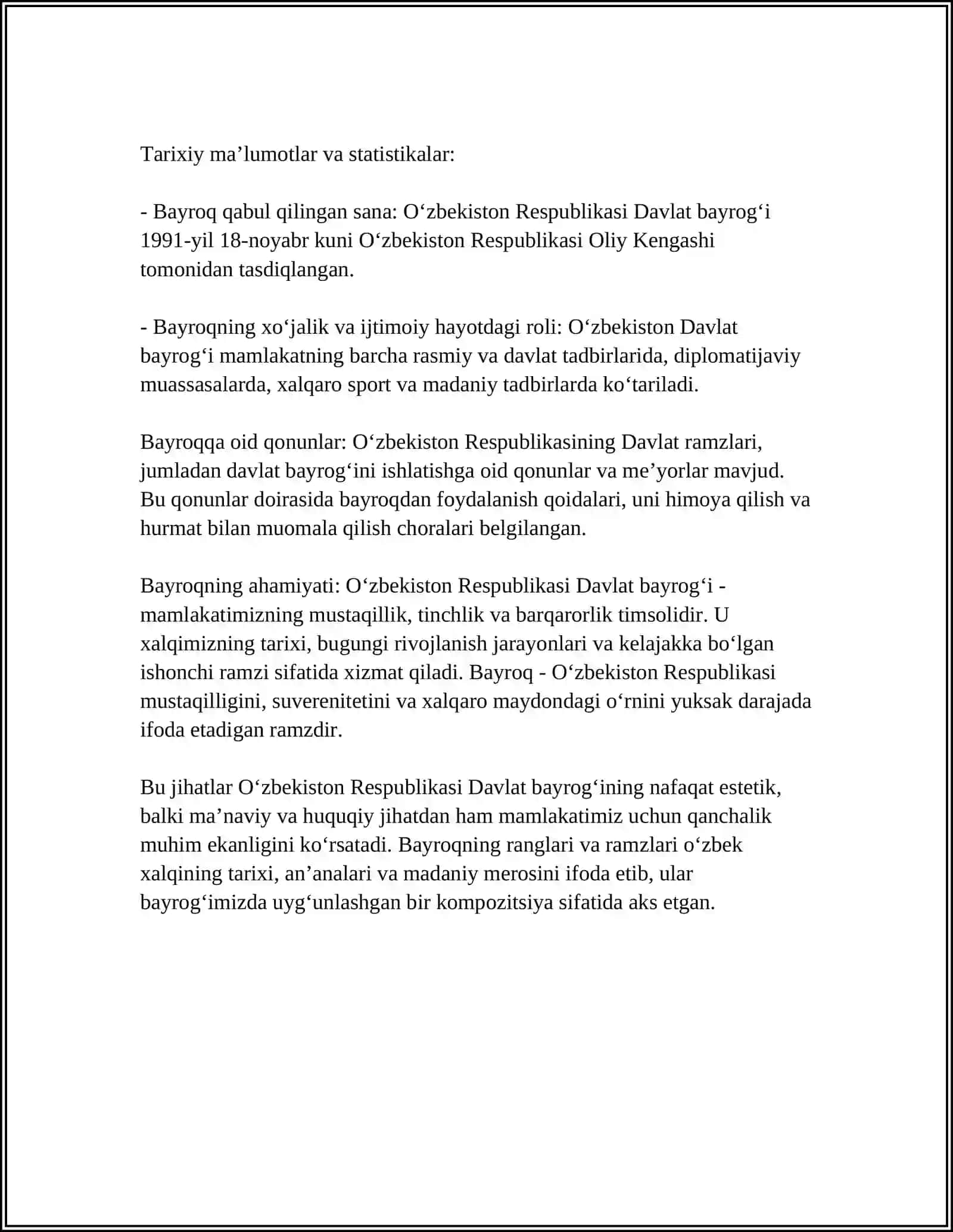 O'ZBEKISTON RESPUBLIKASI DAVLAT RAMZLARI 4