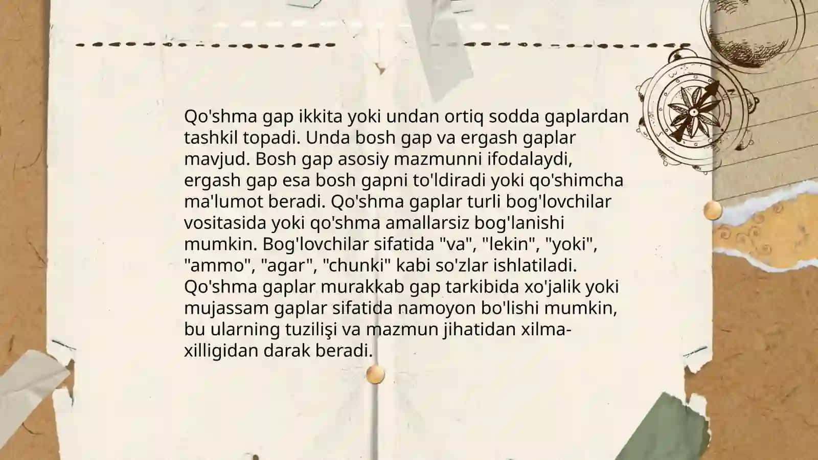 9-sinf ona tili darsligida Bog'langan qo'shma gaplar 4