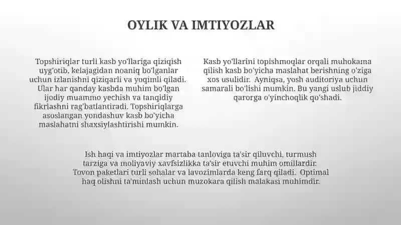 Kasb hunarga yo'naltirishda boshqotirmalardan foyda lanish 4