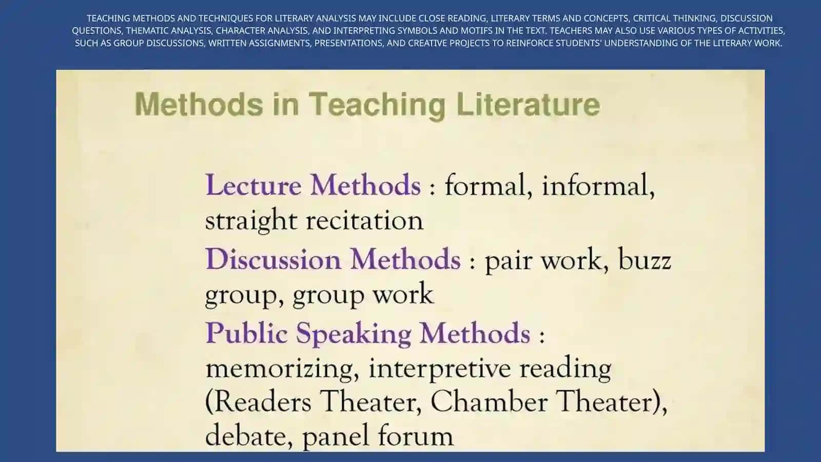 LECTURE 4. ANALYSIS OF LITERARY WORKS IN THE CLASSROOM: TEACHING METHODS, TECHNIQUES, TYPES OF ACTIVITIES 4