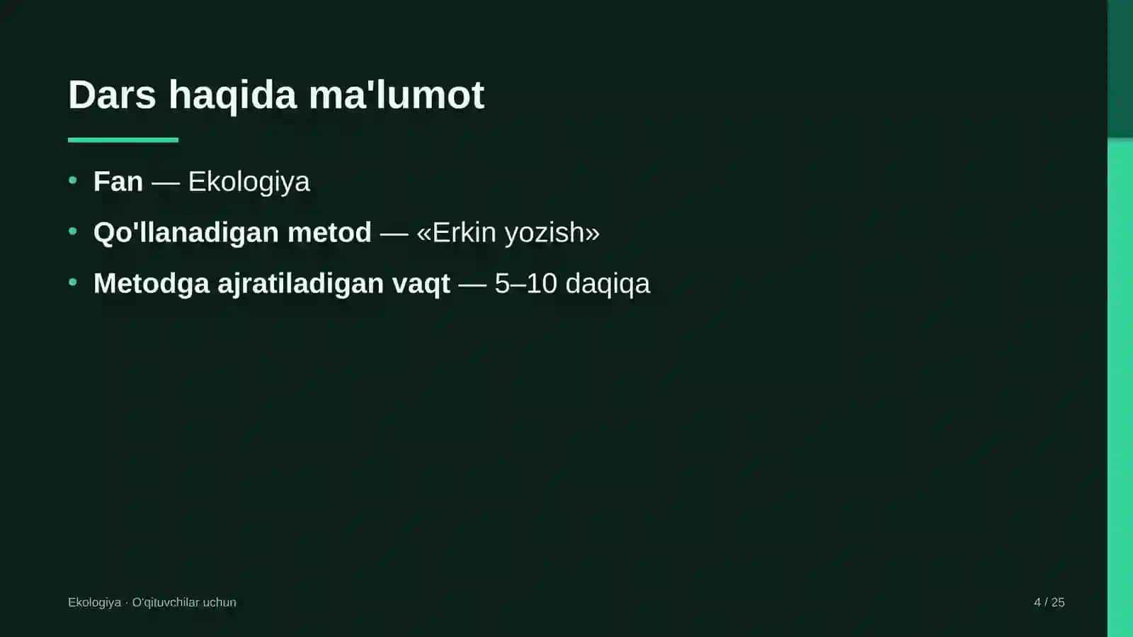 ekologiya darslarida erkin yozish metodidan foydalanish 5977 4