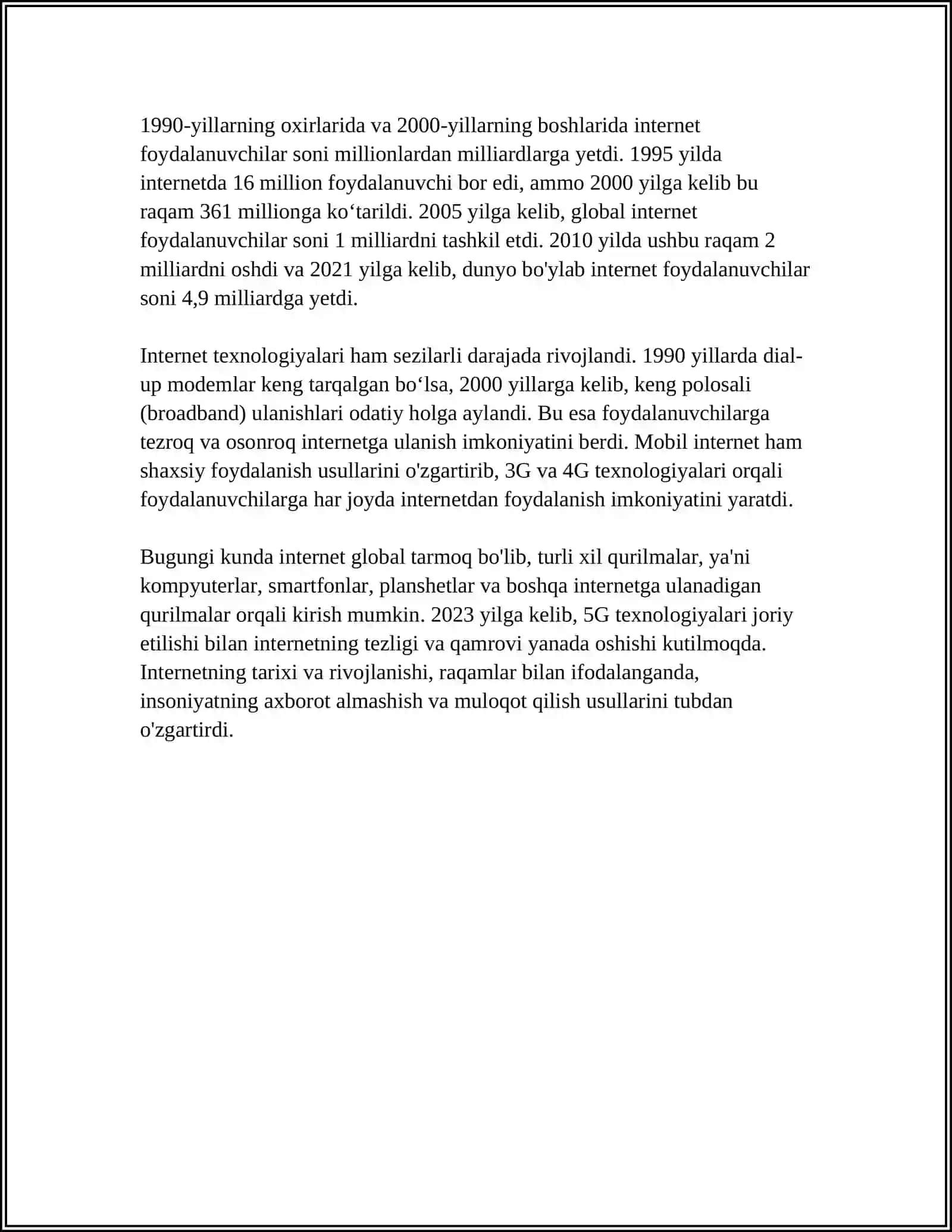 GLOBAL KOMPYUTER TARMOQLARI,INTERNET TARMOGʻI 4