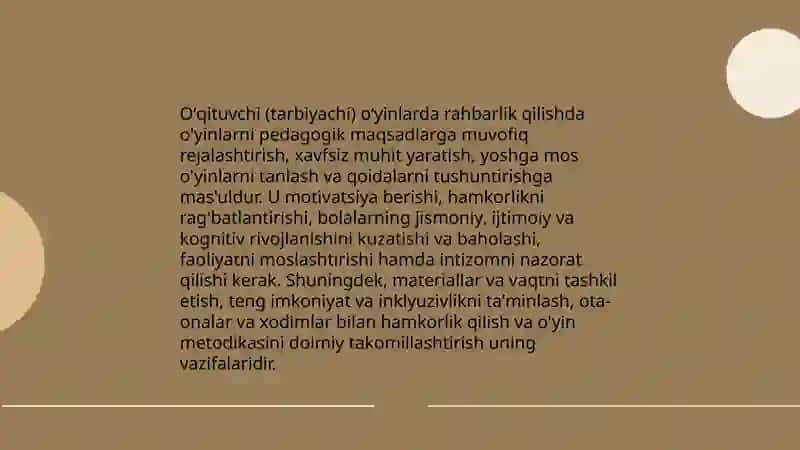 MTT tarbiyasining oʻyin faoliyatiga rahbarlik qilishi 4