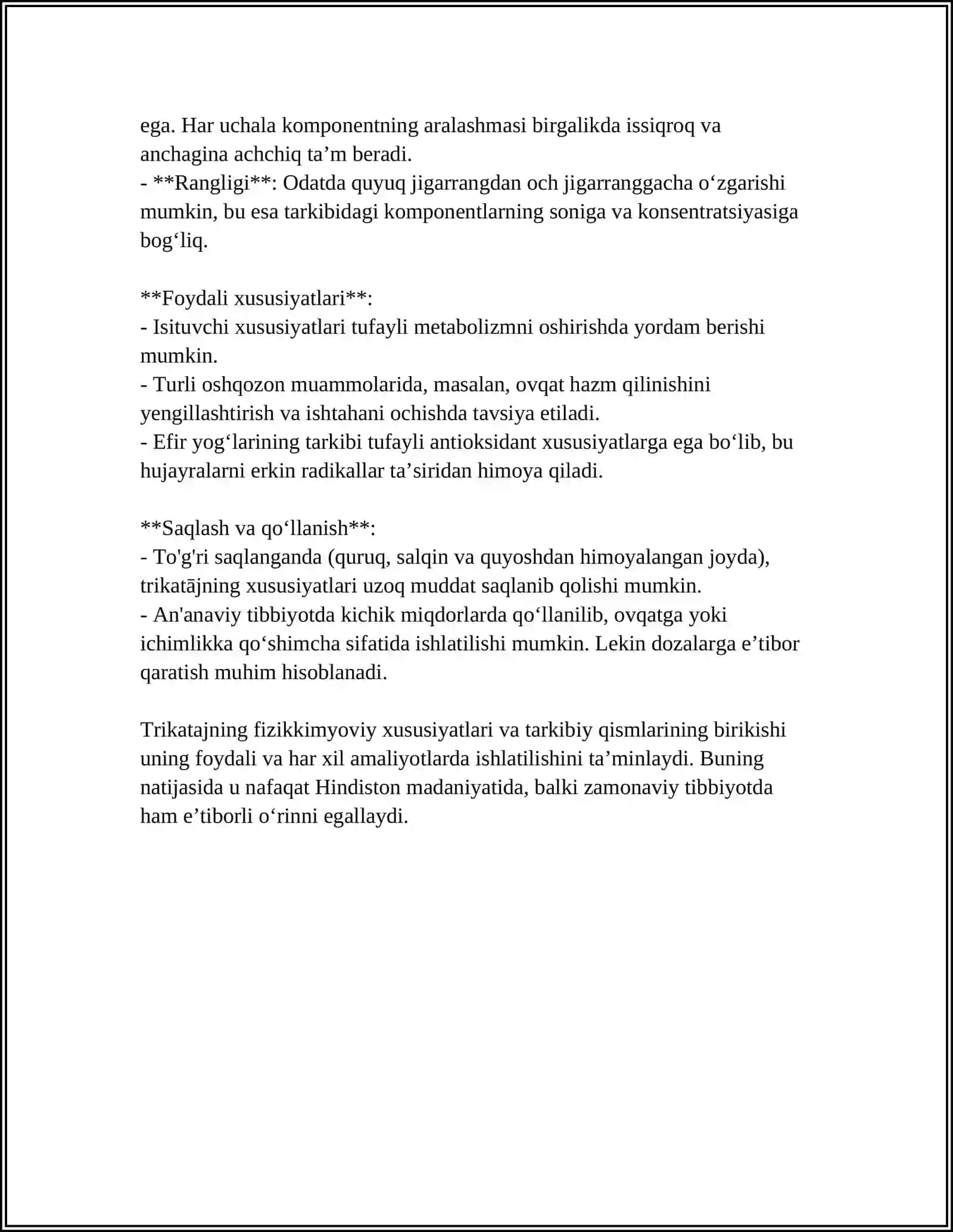 TRIKATAJ MATOLARNING SIFATINI BELGILOVCHI STANDARTLAR 4