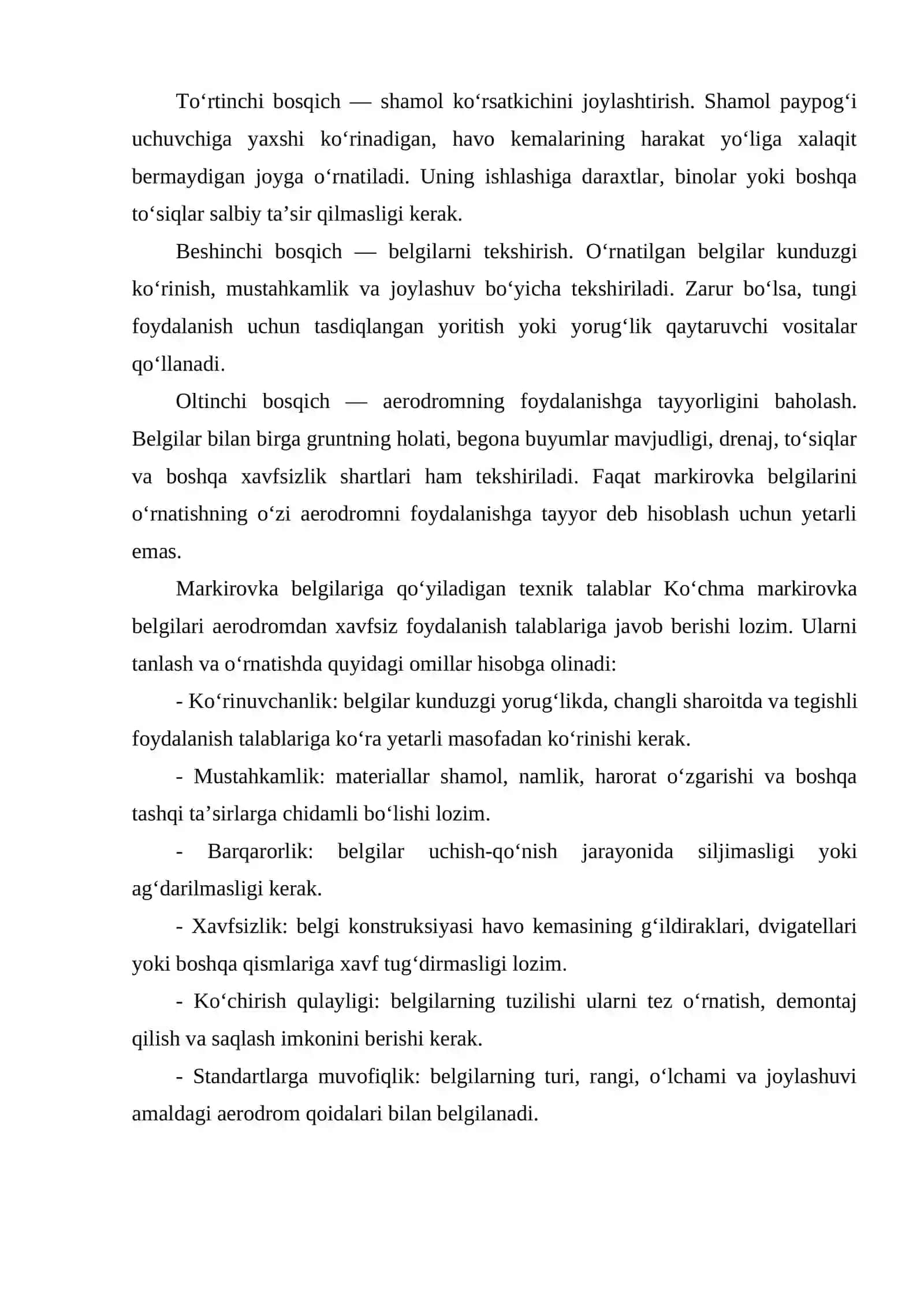KO‘CHMA MARKIROVKA BELGILARI BILAN GRUNTLI AERODROMLARNI JIHOZLASH 4