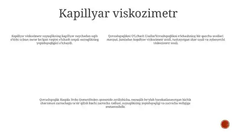 Qovushqoqlikni OʻLchash Usullar.Qovushqoqlik Haqida Stoks Qonuni 4