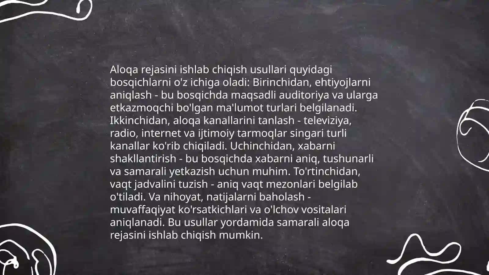 Aloqa kommunikatsiyasini boshqarish 4