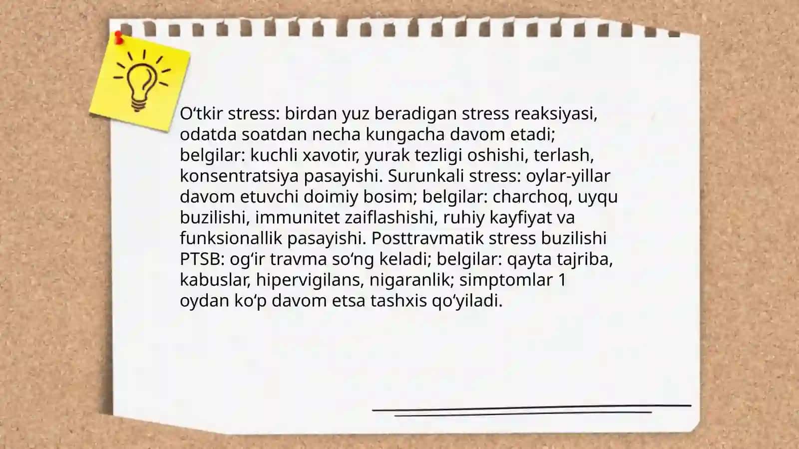 Stress tushuncha tashxis birinchi yordam. Psixoproflaktika va ularni turlari 4