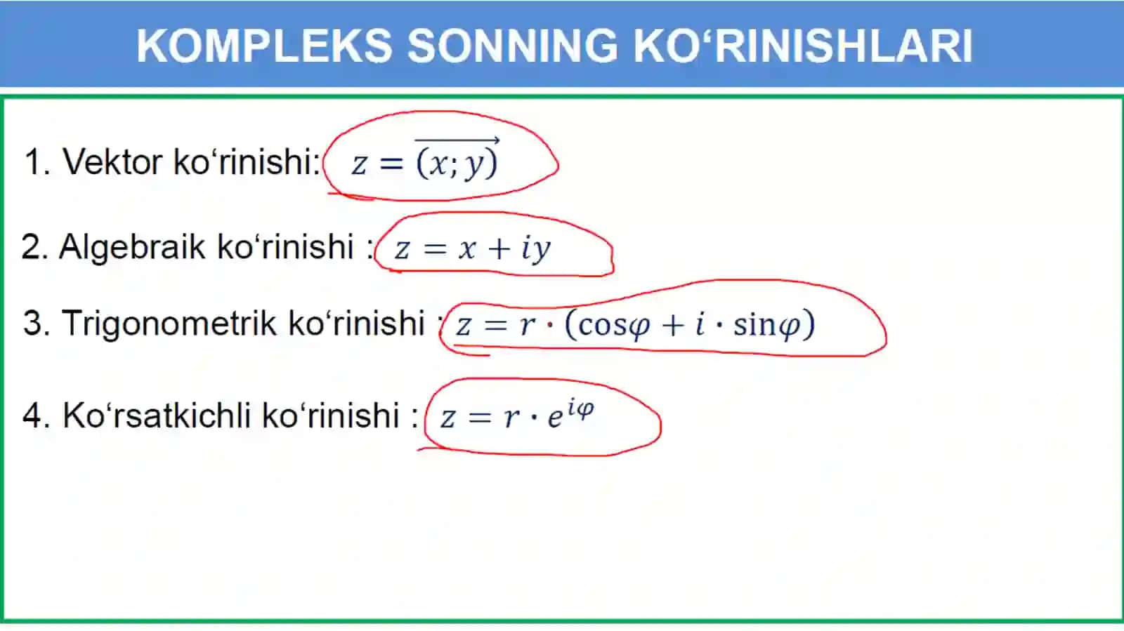 Kompleks sonlar va ular ustida amallar 4