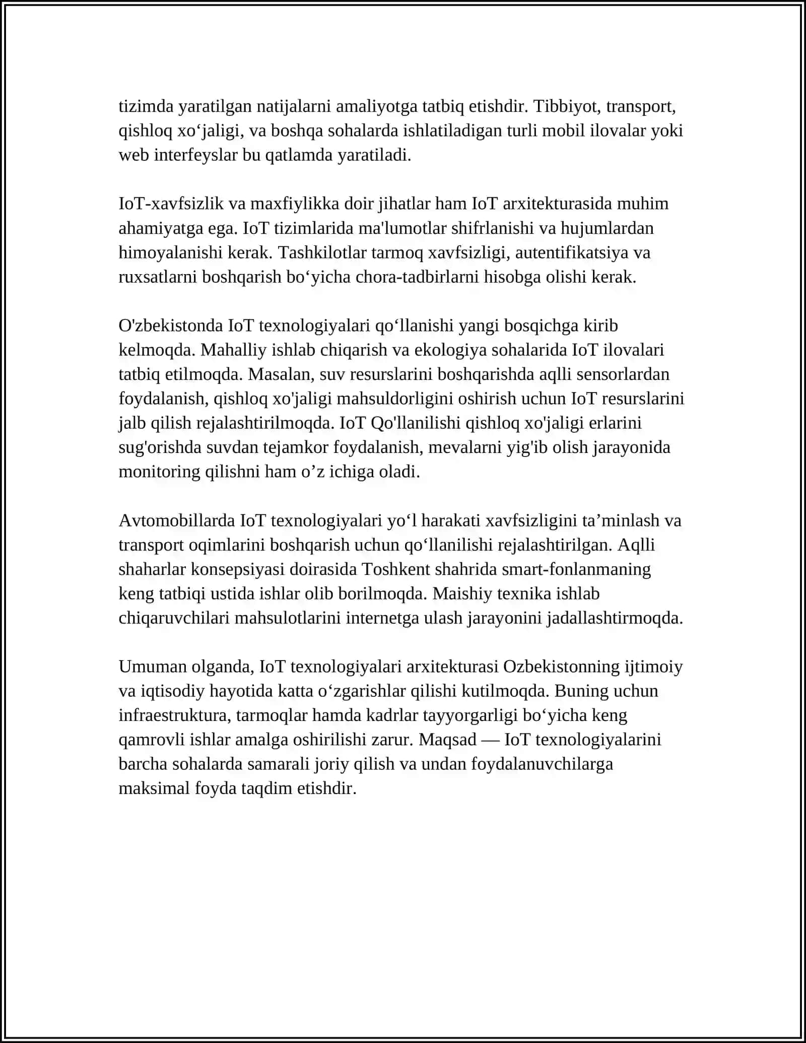 IOT TEXNALOGYALARI ISHLASH PRINSIPLARI VA OZBEKISTONDA QOLLANILISHI 4