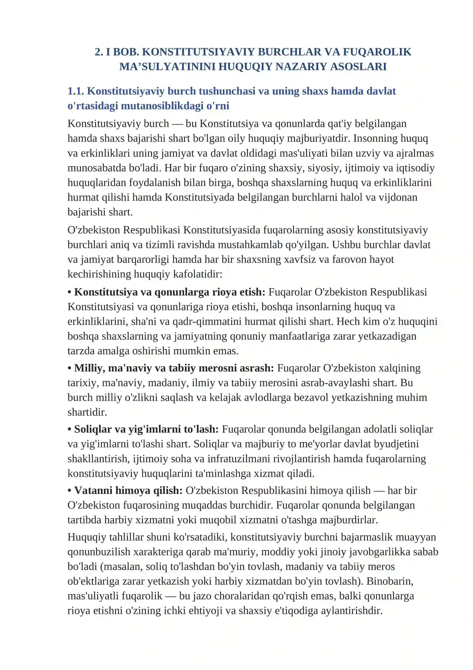 "Kuchli davlat mas'uliyatli fuqarodan boshlanadi: O'zbekistonda fuqarolik mas'uliyati, huquqiy madaniyat va davlat taraqqiyoti o'rtasidagi o'zaro bog'liqlik" 4