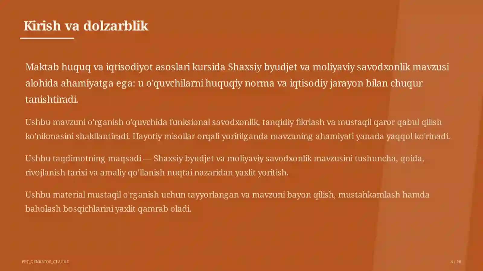 Shaxsiy byudjet va moliyaviy savodxonlik (10-sinf) 4