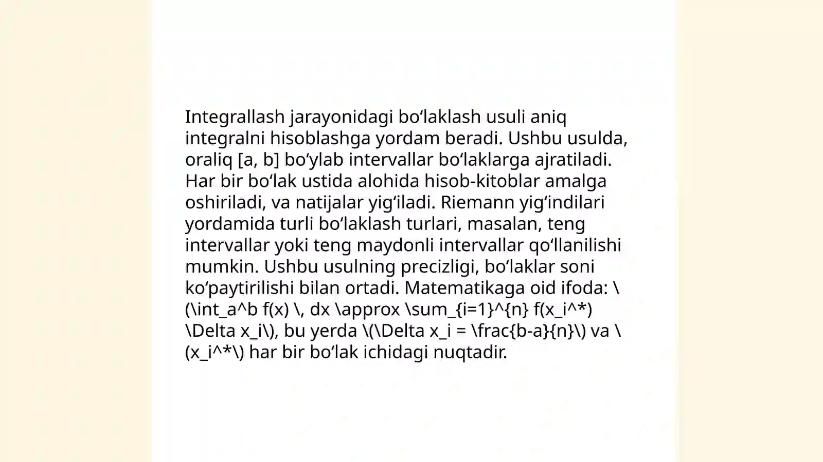 Boʻlaklab integrallash 4