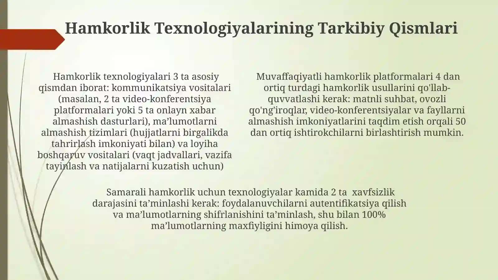 Hamkorlik texnologiyasining tarkibiy qismlari 4