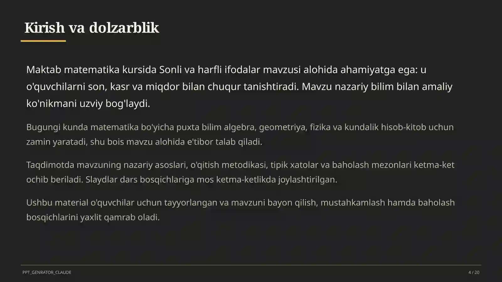 Sonli va harfli ifodalar (5-sinf) 1