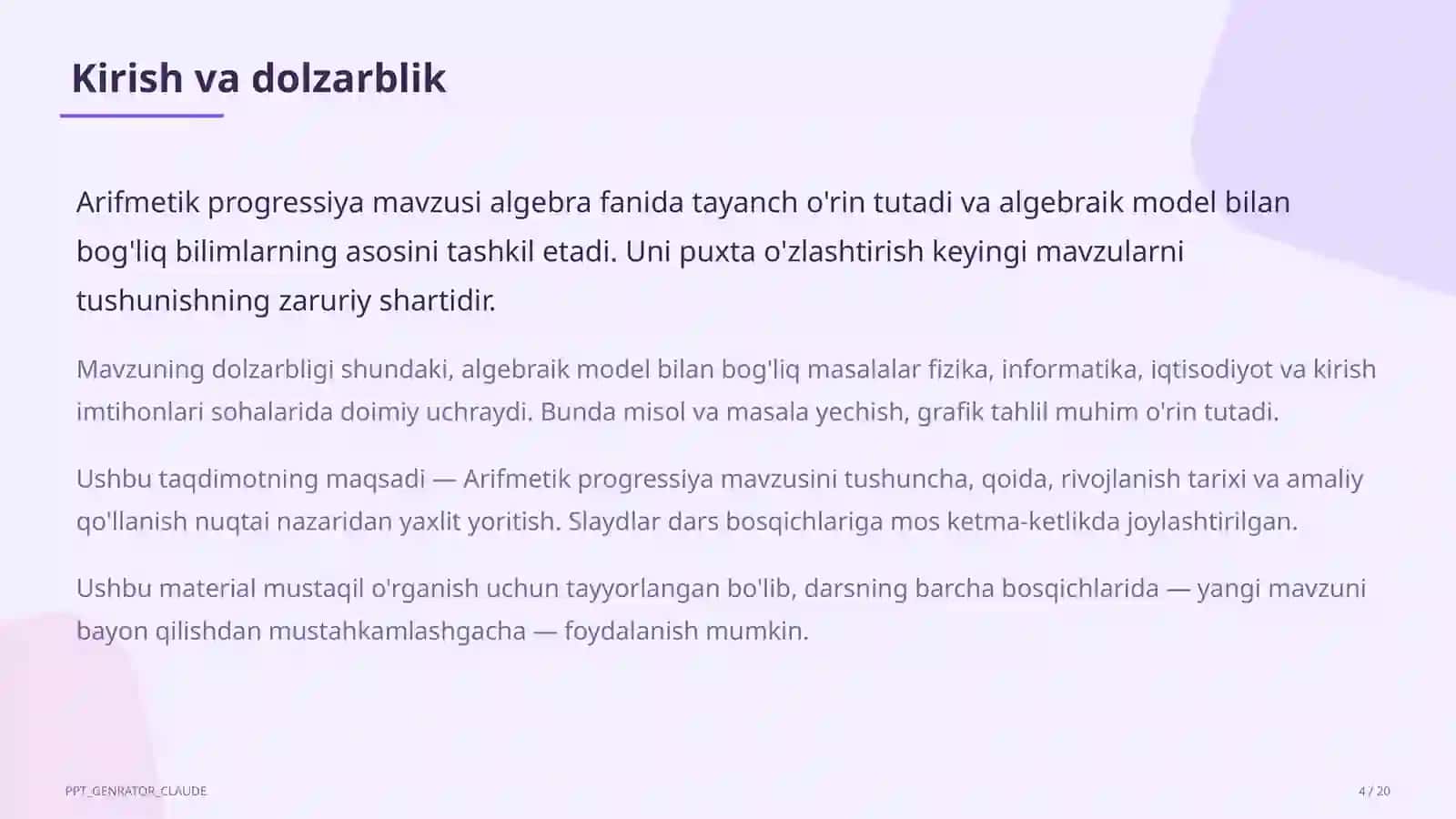 Arifmetik progressiya (9-sinf) 4