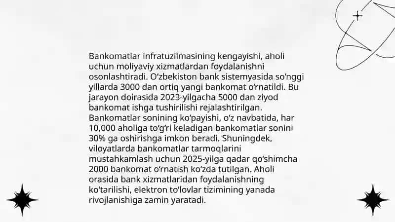 Ozbekistonda bankomatlarning rivojlanishining o'rni va ahamiyati 4