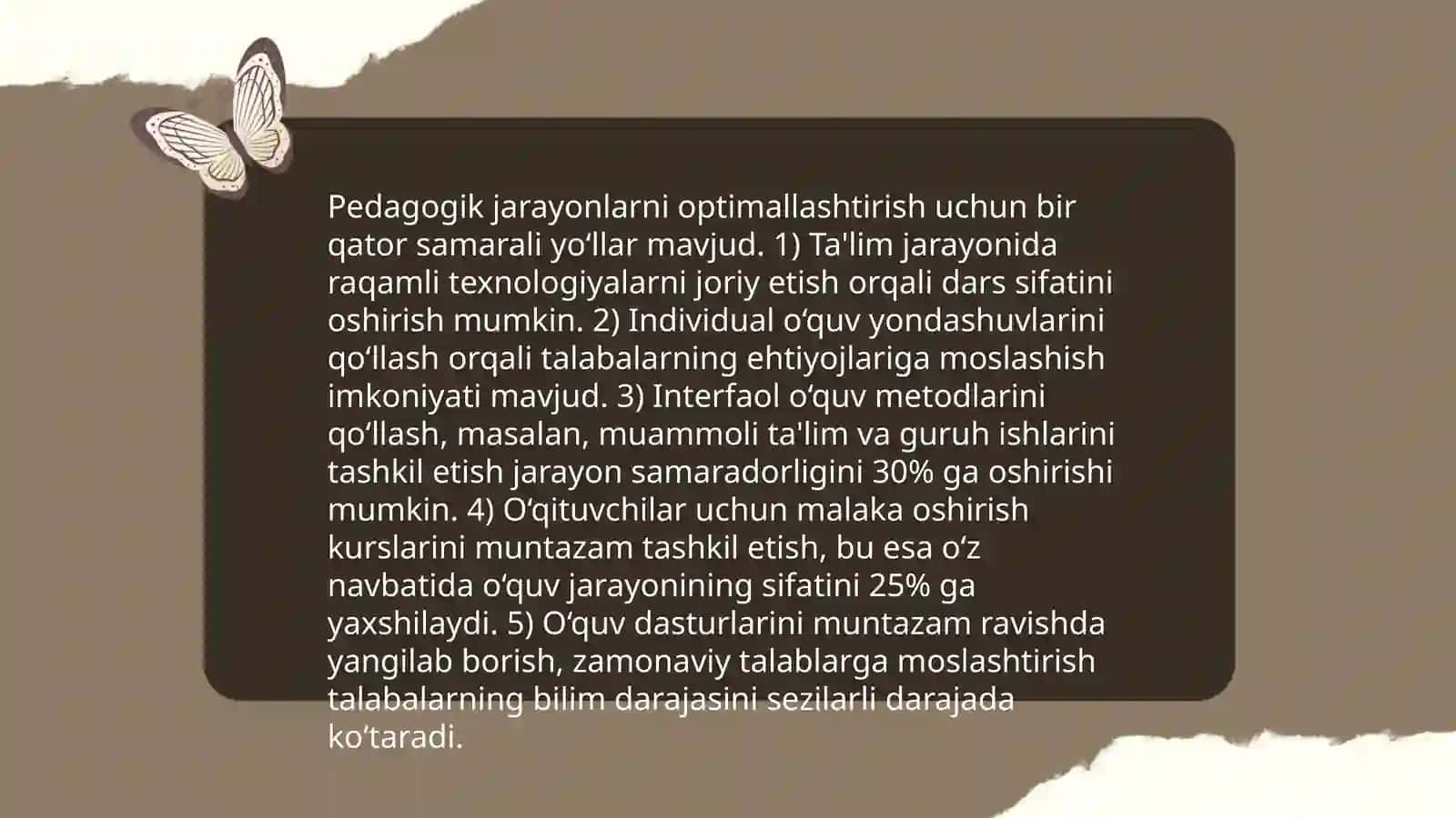 Pedagogik texnologiyalarni loyihalashtirish yõllari ta'lim usullarini tanlash 4