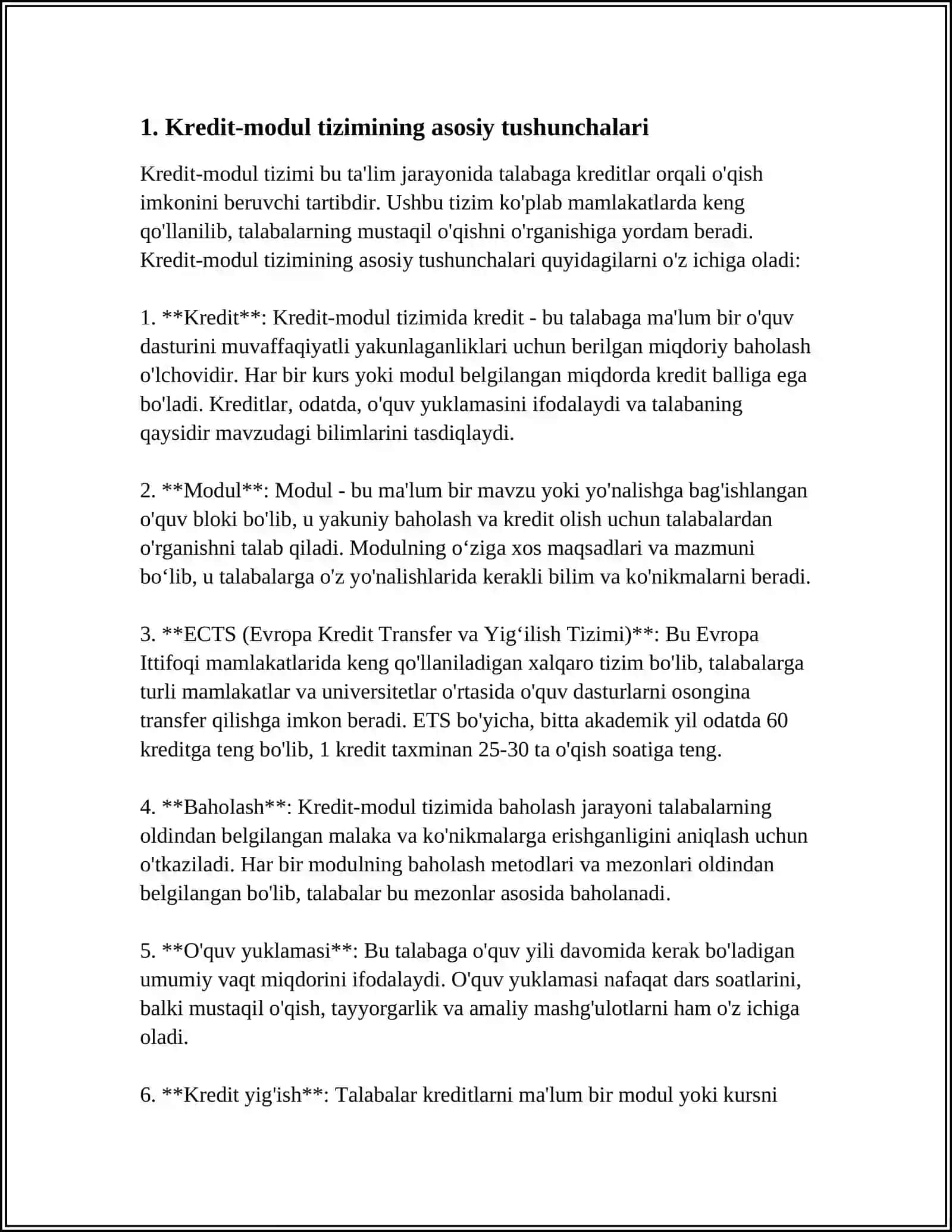 OʻQUV JARAYONINI KREDIT -MODUL TIZIMIDA TASHKIL QILISH KREDIT MODUL TIZIMINING AHAMIYATI 4