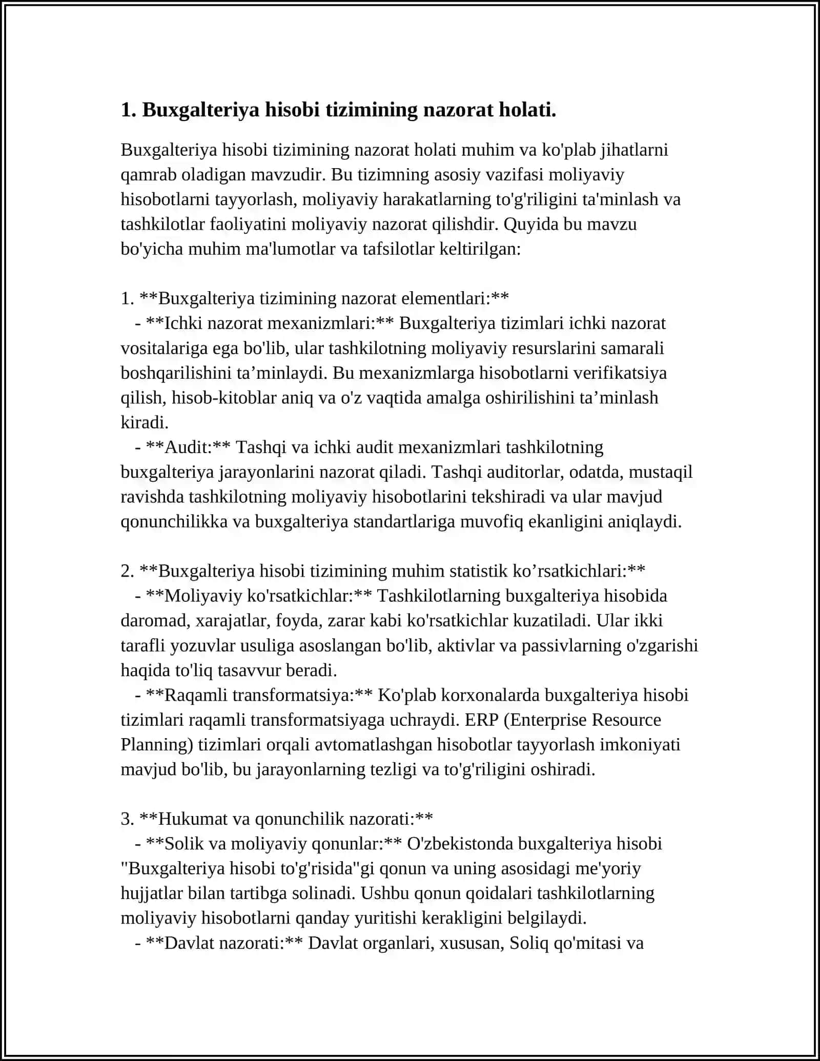 AUDITORLIK TEKSHIRUVLARI JARAYONIDA BUXGALTERIYA HISOBI VA ICHKI NAZORAT TIZIMINI BAHOLASH 4