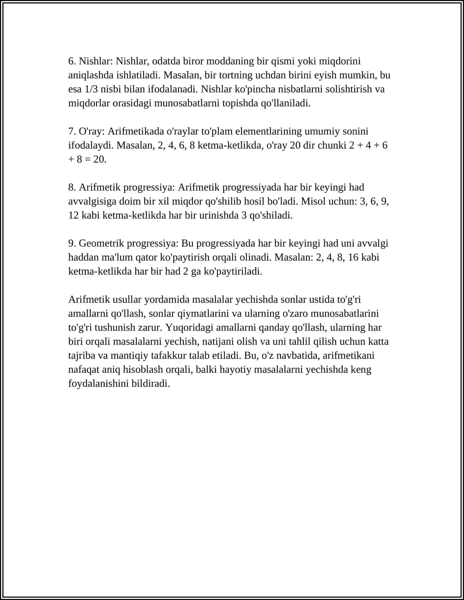 MASALALAR YECHISHNING ARIFMETIK, ALGEBRAIK, GEOMETRIK, AMALIY VA MANTIQIY USULLARI 4