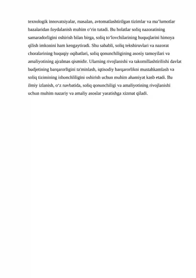 Soliq tekshiruvlarining va soliq nazorati boshqa choralarining huquqiy oqibatlari 4